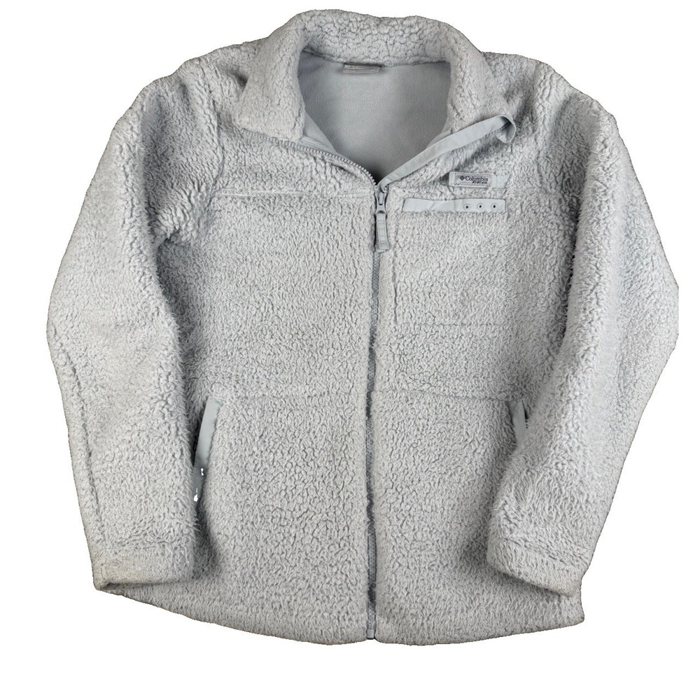 Columbia Womens XS Sherpa Fleece Jacket Full Zip High Pile Gray Outdoor XL0848